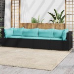 vidaXL Set mobilier relaxare grădină 4 piese cu perne poliratan negru vidaXL Set mobilier relaxare grădină 4 piese cu perne poliratan negru