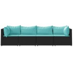 vidaXL Set mobilier relaxare grădină 4 piese cu perne poliratan negru vidaXL Set mobilier relaxare grădină 4 piese cu perne poliratan negru