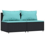vidaXL Set mobilier de grădină cu perne, 3 piese, negru, poliratan vidaXL Set mobilier de grădină cu perne, 3 piese, negru, poliratan