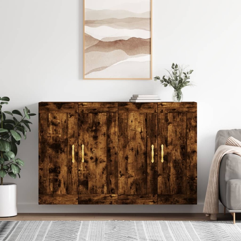 vidaXL Dulapuri de perete, 2 buc., stejar afumat, lemn prelucrat