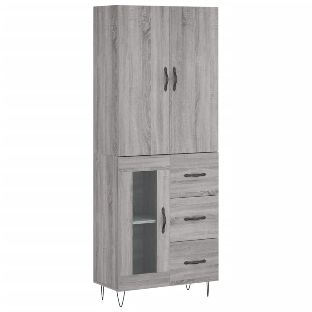 vidaXL Dulap înalt, gri sonoma, 69,5x34x180 cm, lemn compozit