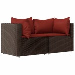 vidaXL Set mobilier de grădină cu perne, 3 piese, maro, poliratan vidaXL Set mobilier de grădină cu perne, 3 piese, maro, poliratan
