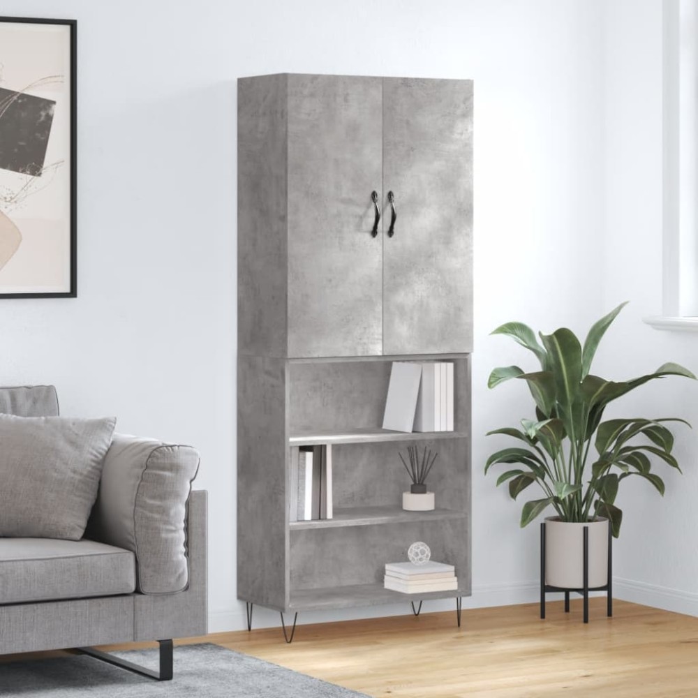 vidaXL Dulap înalt, gri beton, 69,5x34x180, lemn compozit