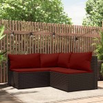 vidaXL Set mobilier de grădină cu perne, 3 piese, maro, poliratan vidaXL Set mobilier de grădină cu perne, 3 piese, maro, poliratan