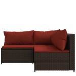 vidaXL Set mobilier de grădină cu perne, 3 piese, maro, poliratan vidaXL Set mobilier de grădină cu perne, 3 piese, maro, poliratan
