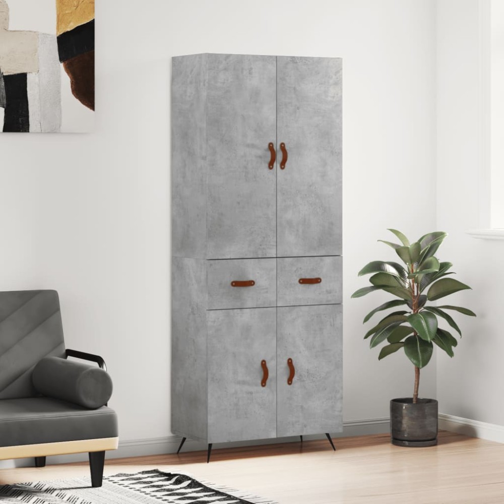 vidaXL Dulap înalt, gri beton, 69,5x34x180, lemn compozit