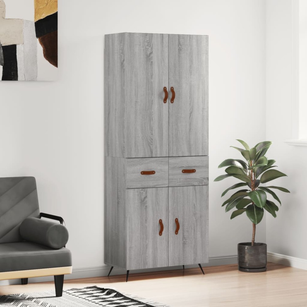 vidaXL Dulap înalt, gri sonoma, 69,5x34x180 cm, lemn compozit