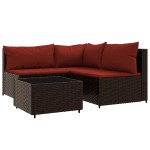 vidaXL Set mobilier de grădină cu perne, 4 piese, maro, poliratan vidaXL Set mobilier de grădină cu perne, 4 piese, maro, poliratan