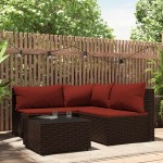 vidaXL Set mobilier de grădină cu perne, 4 piese, maro, poliratan vidaXL Set mobilier de grădină cu perne, 4 piese, maro, poliratan