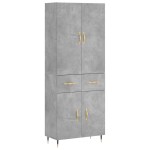 vidaXL Dulap înalt, gri beton, 69,5x34x180, lemn compozit