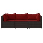 vidaXL Set mobilier de grădină cu perne, 3 piese, maro, poliratan vidaXL Set mobilier de grădină cu perne, 3 piese, maro, poliratan
