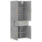 vidaXL Dulap înalt, gri beton, 69,5x34x180, lemn compozit