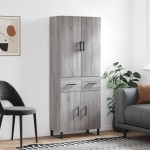 vidaXL Dulap înalt, gri sonoma, 69,5x34x180 cm, lemn compozit