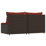 vidaXL Canapele de mijloc de grădină cu perne, 2 buc., maro, poliratan vidaXL Canapele de mijloc de grădină cu perne, 2 buc., maro, poliratan