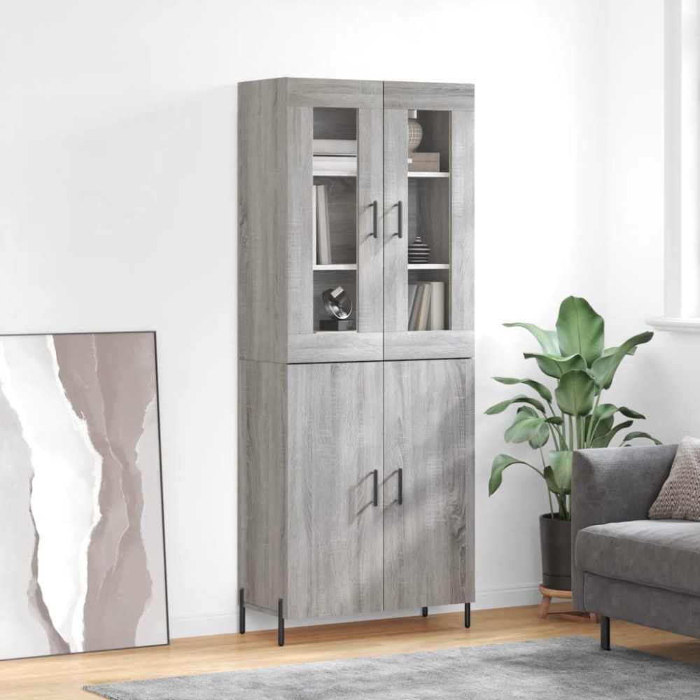 vidaXL Dulap înalt, gri sonoma, 69,5x34x180 cm, lemn compozit