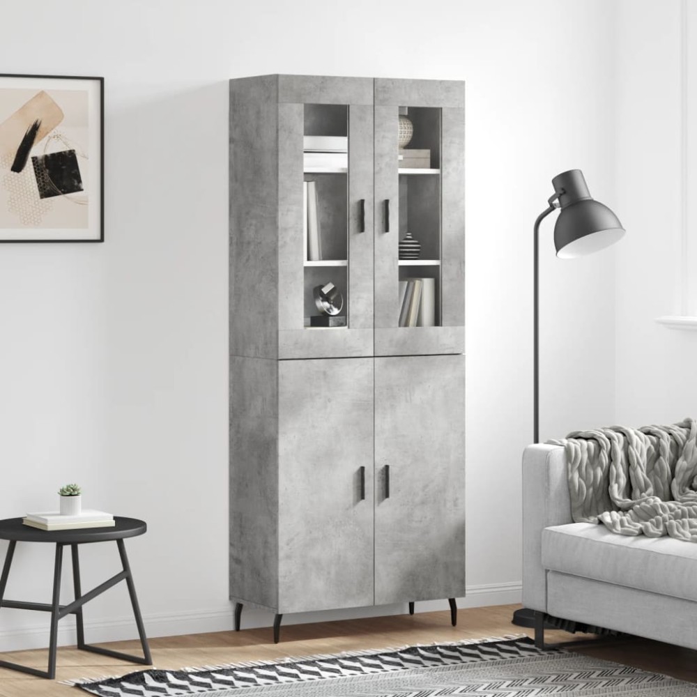 vidaXL Dulap înalt, gri beton, 69,5x34x180, lemn compozit