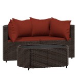vidaXL Set mobilier de grădină cu perne, 3 piese, maro, poliratan vidaXL Set mobilier de grădină cu perne, 3 piese, maro, poliratan