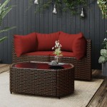 vidaXL Set mobilier de grădină cu perne, 3 piese, maro, poliratan vidaXL Set mobilier de grădină cu perne, 3 piese, maro, poliratan
