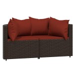 vidaXL Set mobilier de grădină cu perne, 3 piese, maro, poliratan vidaXL Set mobilier de grădină cu perne, 3 piese, maro, poliratan