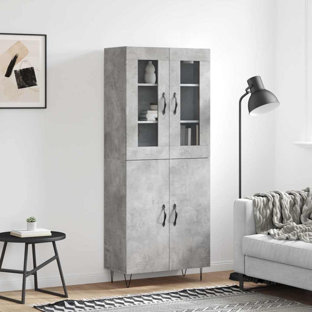 vidaXL Dulap înalt, gri beton, 69,5x34x180, lemn compozit