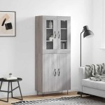 vidaXL Dulap înalt, gri sonoma, 69,5x34x180 cm, lemn compozit