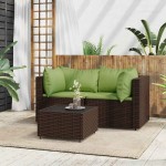 vidaXL Set mobilier de grădină cu perne, 3 piese, maro, poliratan vidaXL Set mobilier de grădină cu perne, 3 piese, maro, poliratan