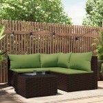 vidaXL Set mobilier de grădină cu perne, 4 piese, maro, poliratan vidaXL Set mobilier de grădină cu perne, 4 piese, maro, poliratan