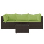 vidaXL Set mobilier de grădină cu perne, 4 piese, maro, poliratan vidaXL Set mobilier de grădină cu perne, 4 piese, maro, poliratan