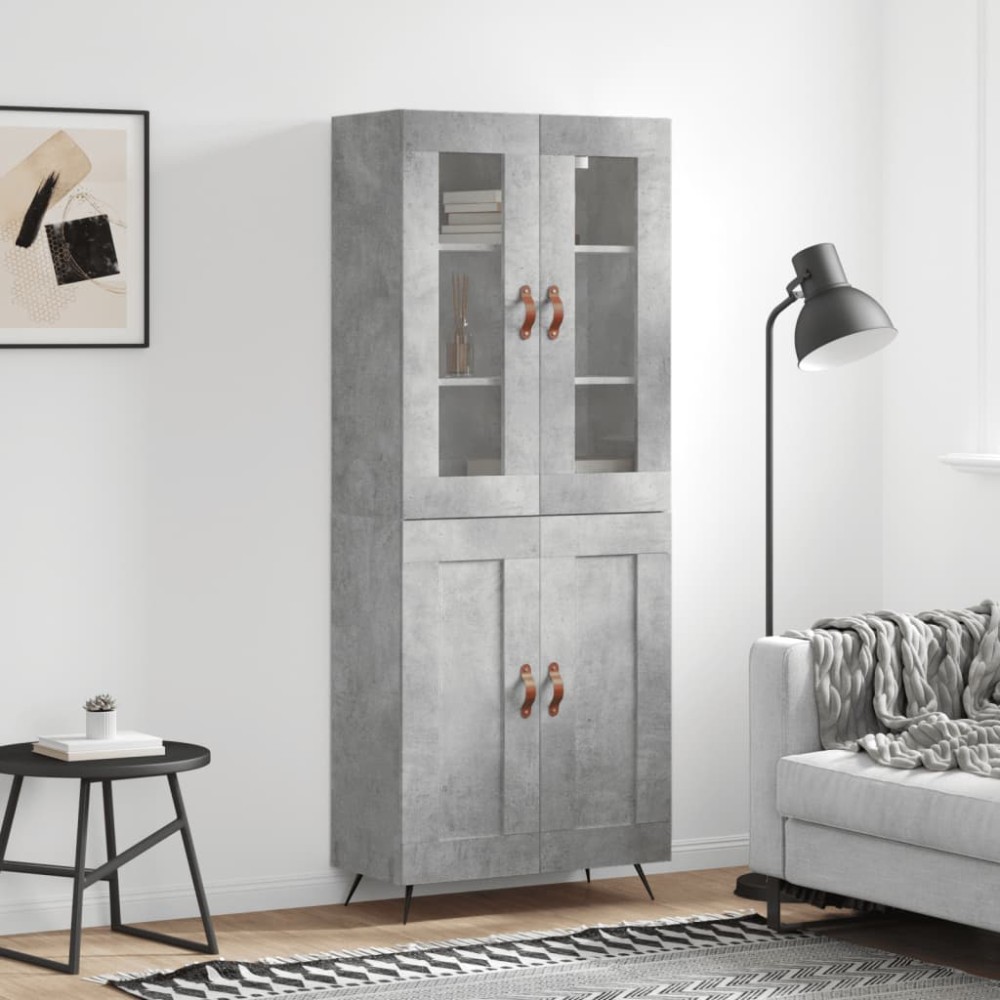 vidaXL Dulap înalt, gri beton, 69,5x34x180, lemn compozit