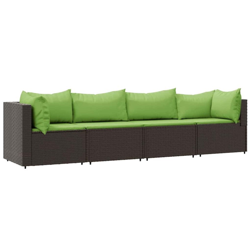 vidaXL Set mobilier de grădină cu perne, 4 piese, maro, poliratan
