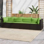 vidaXL Set mobilier de grădină cu perne, 4 piese, maro, poliratan vidaXL Set mobilier de grădină cu perne, 4 piese, maro, poliratan