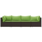 vidaXL Set mobilier de grădină cu perne, 4 piese, maro, poliratan vidaXL Set mobilier de grădină cu perne, 4 piese, maro, poliratan