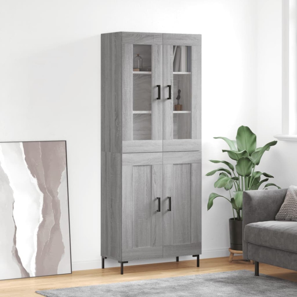 vidaXL Dulap înalt, gri sonoma, 69,5x34x180 cm, lemn compozit