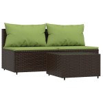 vidaXL Set mobilier de grădină cu perne, 3 piese, maro, poliratan vidaXL Set mobilier de grădină cu perne, 3 piese, maro, poliratan