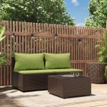 vidaXL Set mobilier de grădină cu perne, 3 piese, maro, poliratan vidaXL Set mobilier de grădină cu perne, 3 piese, maro, poliratan