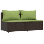 vidaXL Set mobilier de grădină cu perne, 3 piese, maro, poliratan vidaXL Set mobilier de grădină cu perne, 3 piese, maro, poliratan