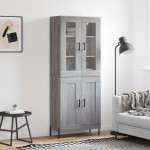 vidaXL Dulap înalt, gri sonoma, 69,5x34x180 cm, lemn compozit