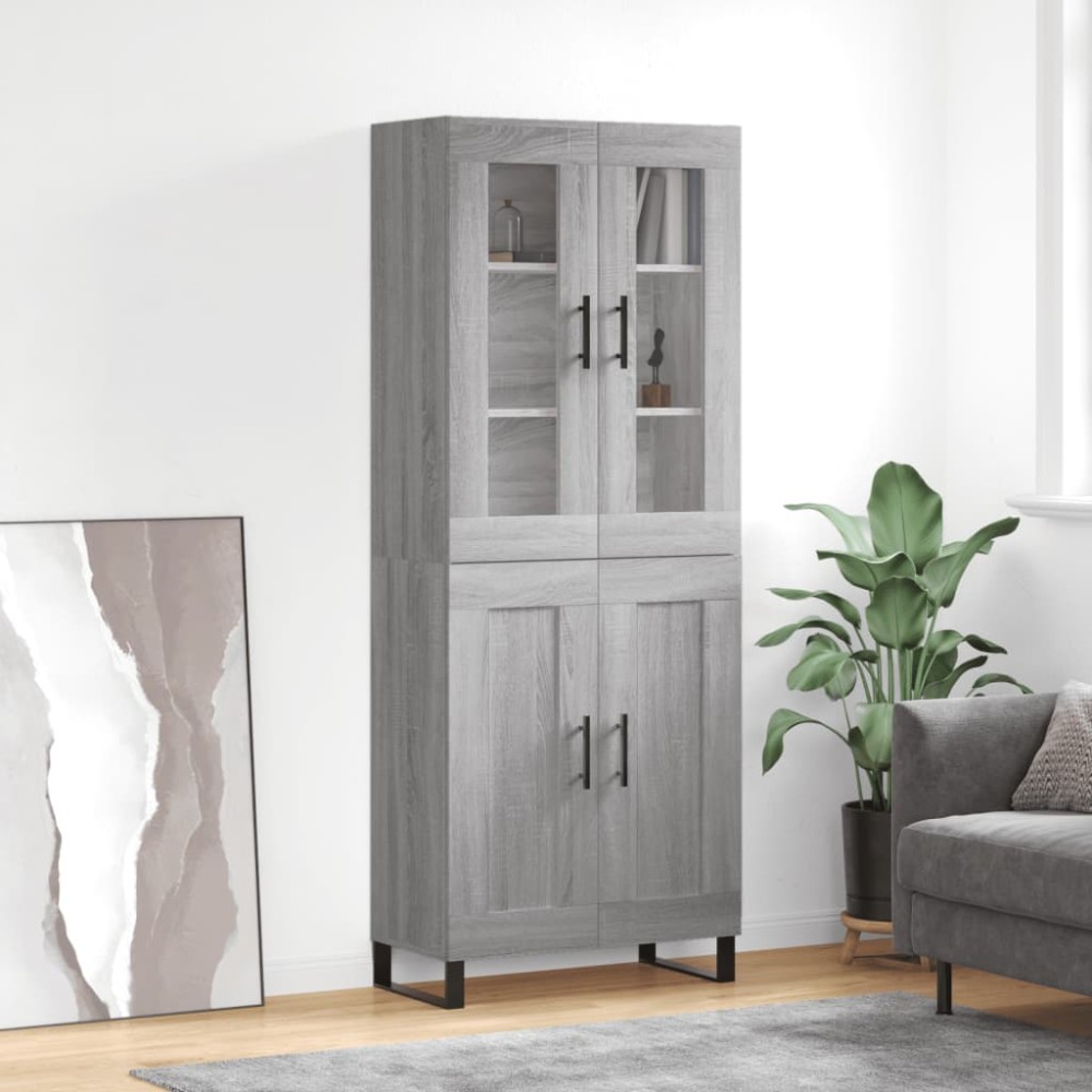 vidaXL Dulap înalt, gri sonoma, 69,5x34x180 cm, lemn compozit