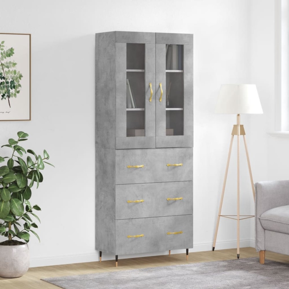 vidaXL Dulap înalt, gri beton, 69,5x34x180, lemn compozit