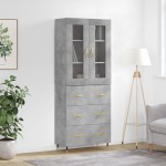 vidaXL Dulap înalt, gri beton, 69,5x34x180, lemn compozit