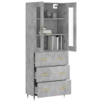 vidaXL Dulap înalt, gri beton, 69,5x34x180, lemn compozit