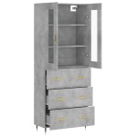 vidaXL Dulap înalt, gri beton, 69,5x34x180, lemn compozit