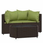 vidaXL Set mobilier de grădină cu perne, 3 piese, maro, poliratan vidaXL Set mobilier de grădină cu perne, 3 piese, maro, poliratan