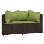 vidaXL Set mobilier de grădină cu perne, 3 piese, maro, poliratan vidaXL Set mobilier de grădină cu perne, 3 piese, maro, poliratan