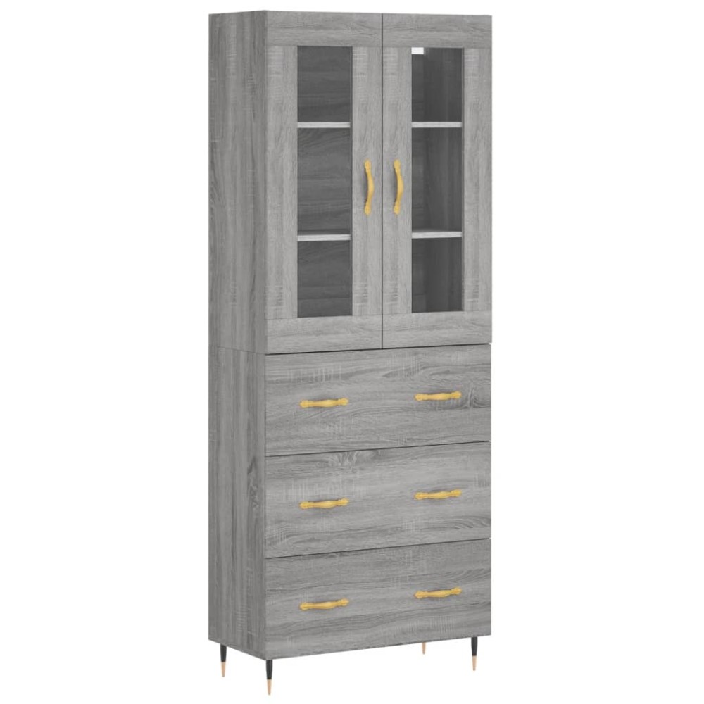 vidaXL Dulap înalt, gri sonoma, 69,5x34x180 cm, lemn compozit