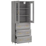 vidaXL Dulap înalt, gri sonoma, 69,5x34x180 cm, lemn compozit