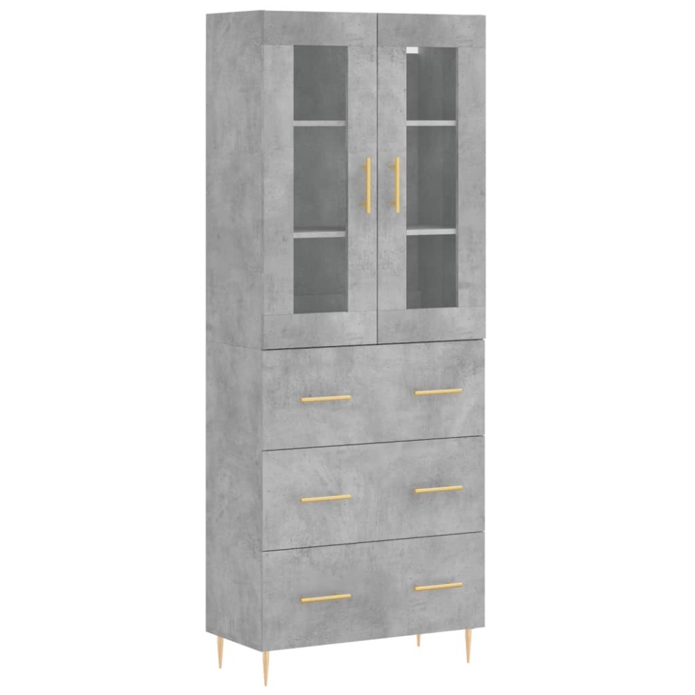 vidaXL Dulap înalt, gri beton, 69,5x34x180, lemn compozit