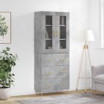 vidaXL Dulap înalt, gri beton, 69,5x34x180, lemn compozit