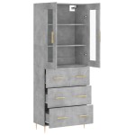 vidaXL Dulap înalt, gri beton, 69,5x34x180, lemn compozit