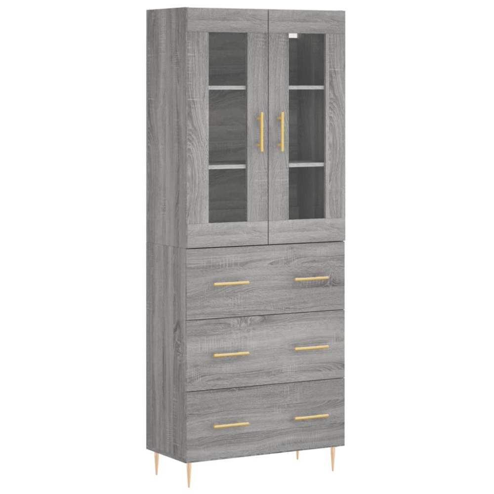 vidaXL Dulap înalt, gri sonoma, 69,5x34x180 cm, lemn compozit